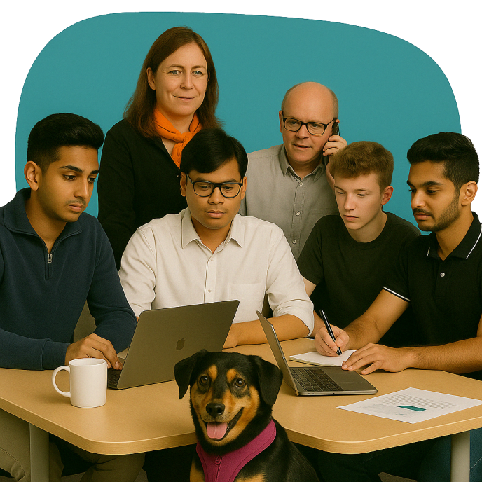 the Arctic Bee team with Luna